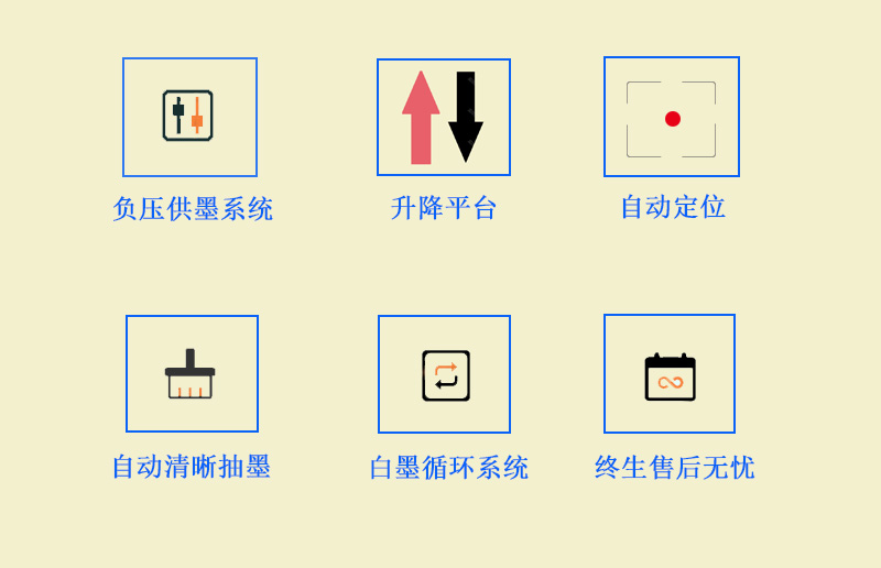 9060uv萬(wàn)能打印機(jī)采用的是負(fù)壓供墨系統(tǒng),超強(qiáng)吸附平臺(tái),噴頭加熱恒溫,自動(dòng)清晰抽墨系統(tǒng),白墨循環(huán)系統(tǒng),以及終生售后無(wú)憂 9060uv萬(wàn)能打印機(jī)采用的是負(fù)壓供墨系統(tǒng),超強(qiáng)吸附平臺(tái),噴頭加熱恒溫,自動(dòng)清晰抽墨系統(tǒng),白墨循環(huán)系統(tǒng),以及終生售后無(wú)憂